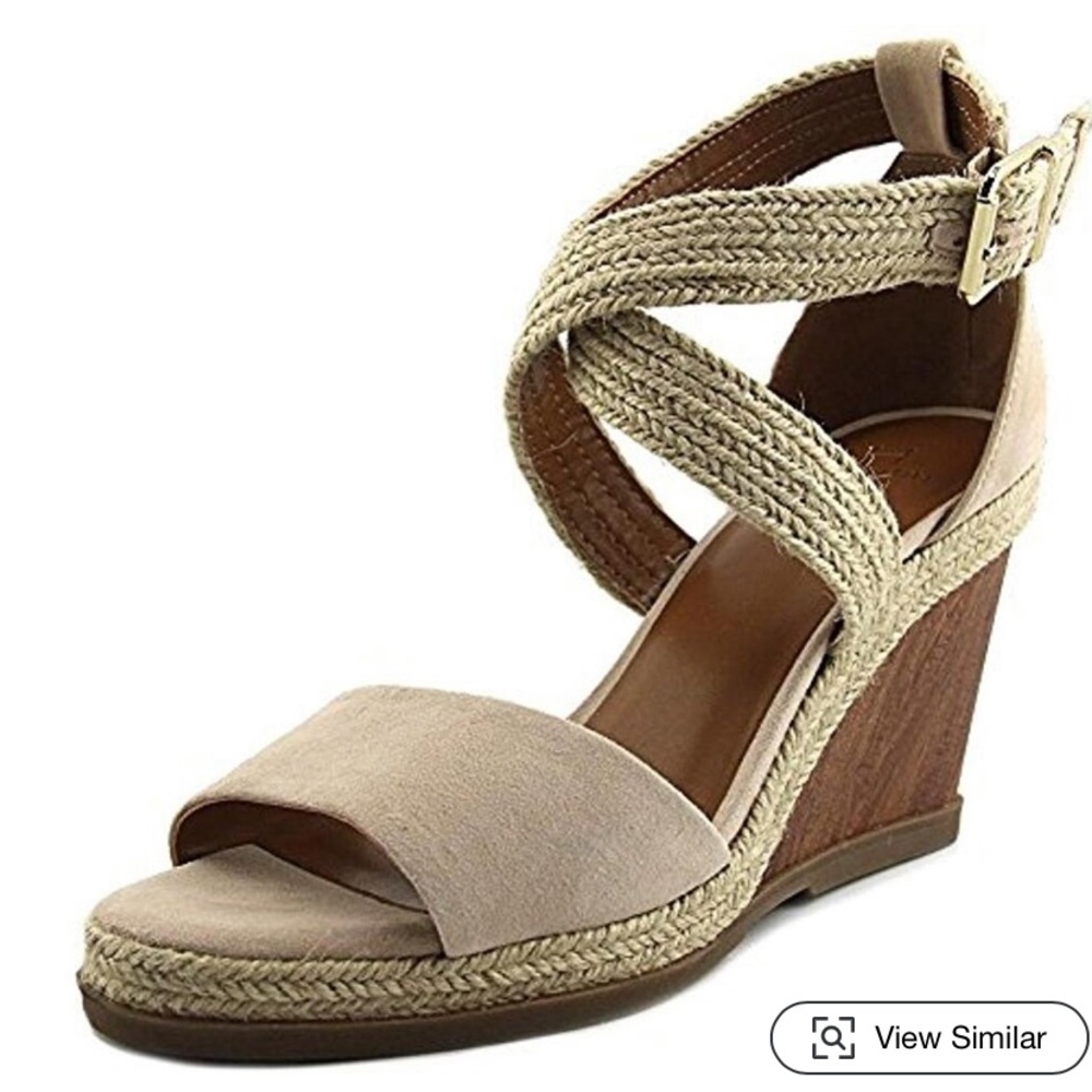 H Halston • Jane Wedge Sandals Suede Espadrille